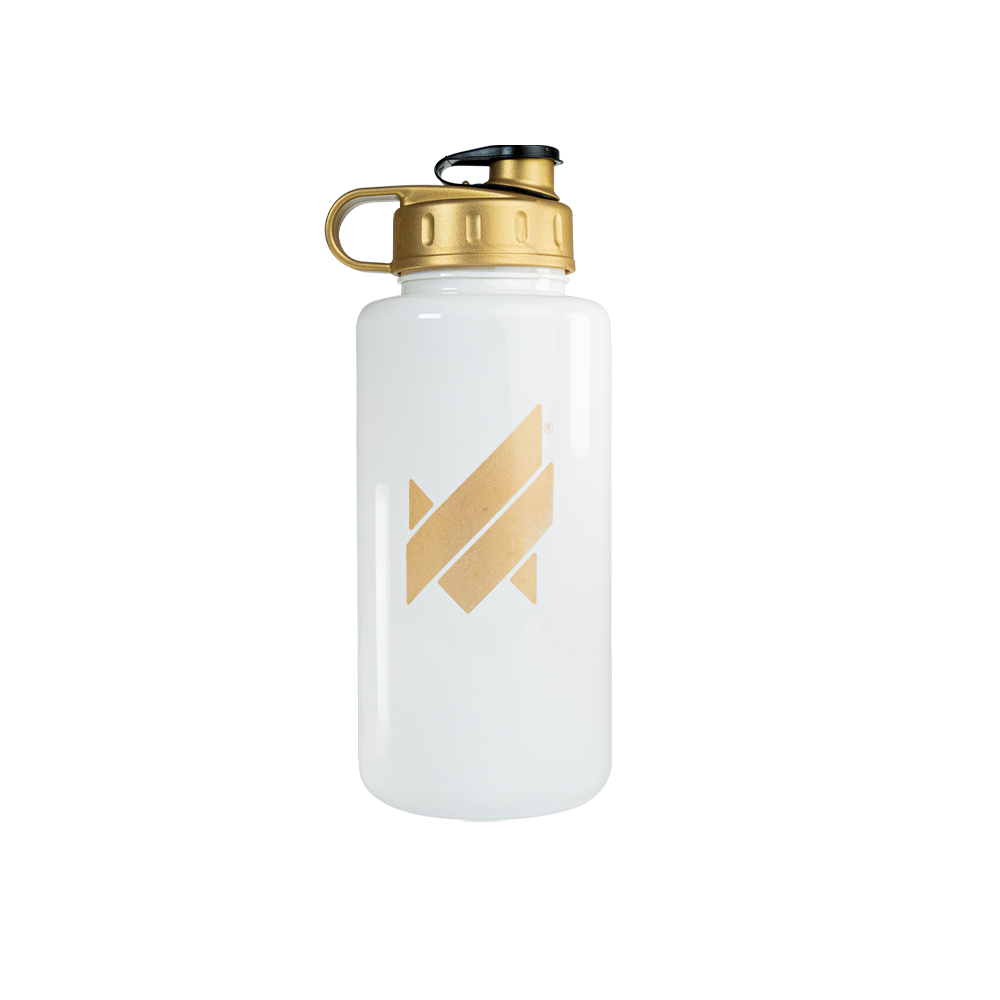 ermo blanco con dorado Macroblends botella deportiva de acero inoxidable