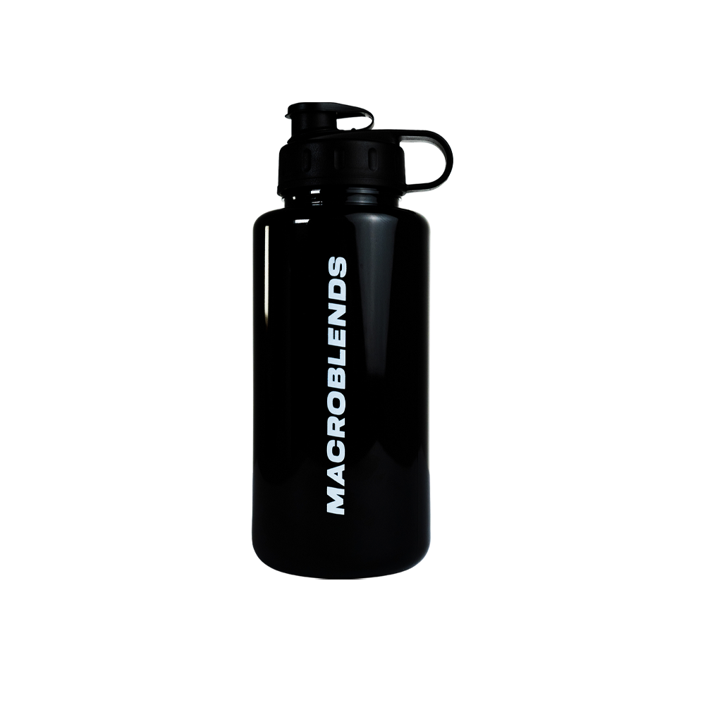 Termo negro Macroblends botella deportiva de acero inoxidable