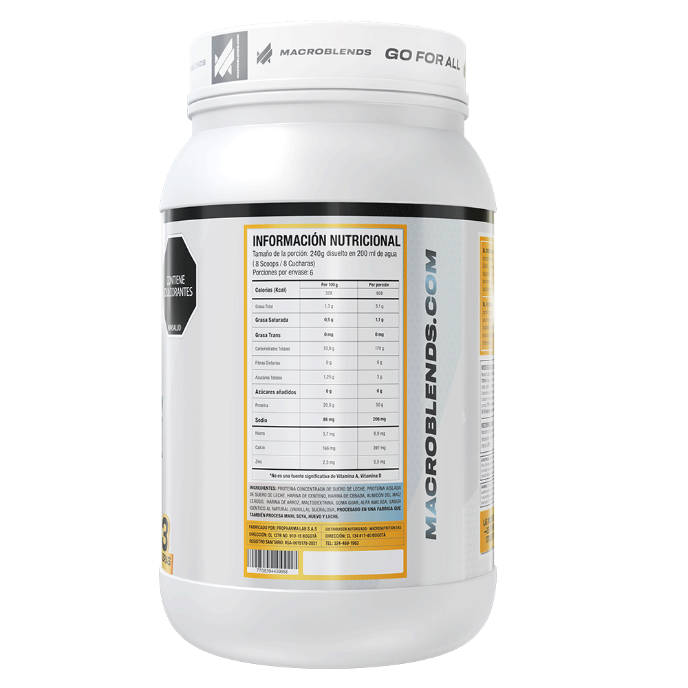 Proteína XL Gainer Food Blend 3LB Macroblends – proteína para ganar masa muscular