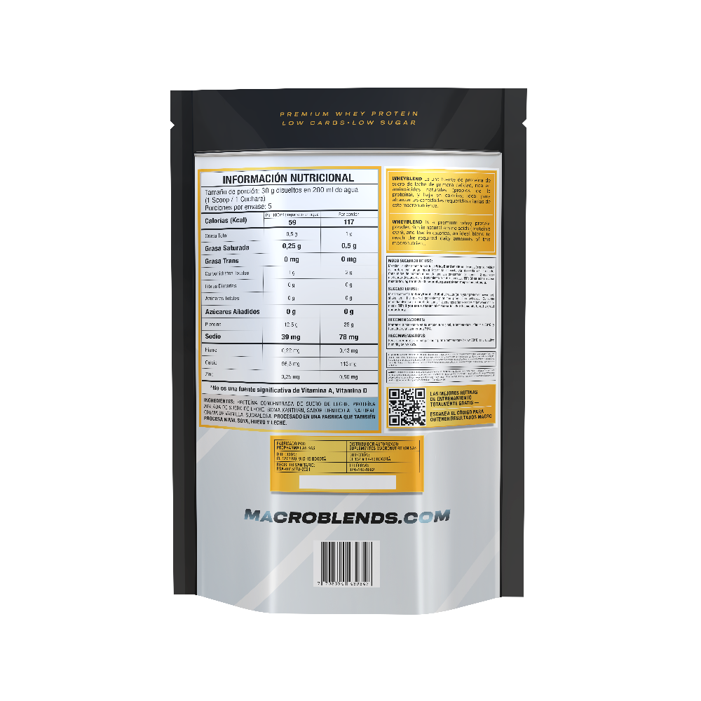 Información nutricional Proteína Whey BlendMacroblends